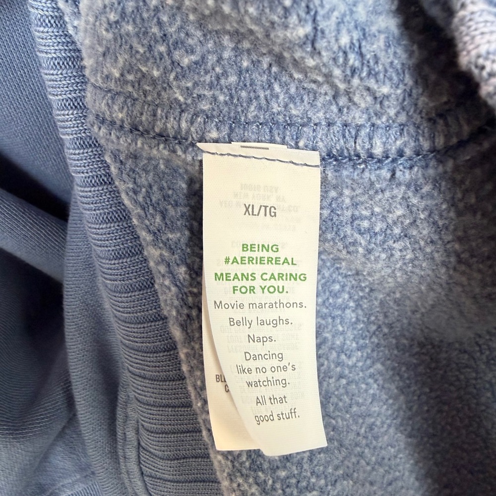 Aerie Getaway Quarter Snap Sweatshirt Oversized Washed Blue Fleece XL - Picture 6 of 7